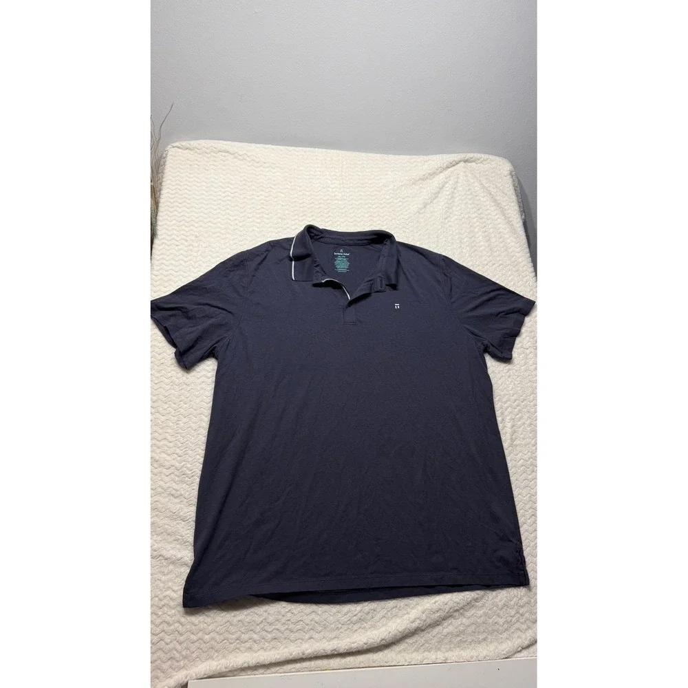 Tommy John Mens 2XL Second Skin Polo Shirt Navy Blue Pima Cotton Modal Stretch